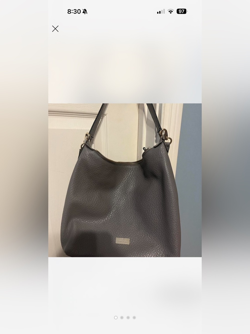 kate spade Gray Pebbled Leather Shoulder Hobo